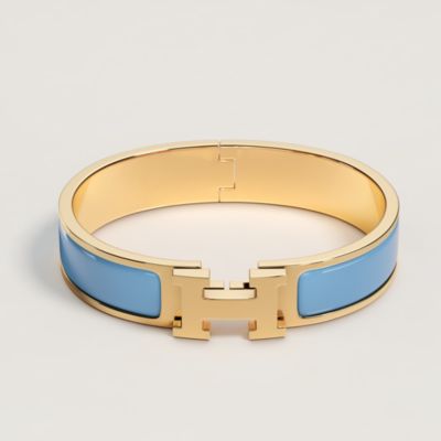 レザーブレスレット 《ケリー》 ドゥブルトゥール - ブルー | Hermès